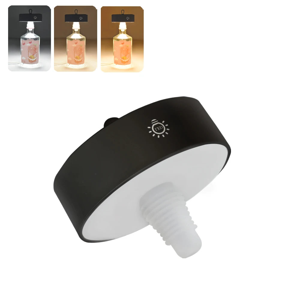 lampe bouteille vin transparente étiquette rouge imprimée fruits moderne led rechargeable