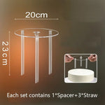 Support gâteau transparent multi niveaux tiges ensembles straws spacers rond moderne