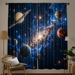 rideau roulant spatial moderne galaxie planètes étoiles opacité bleu foncé gris chambre