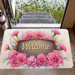 tapis d'entrée floral or gris moderne résistant décoloration antidérapant 30x50cm