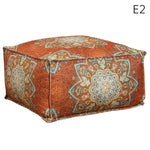 coussin sol orange bleu ethnique motifs floraux traditionnels carreaux coton polyester
