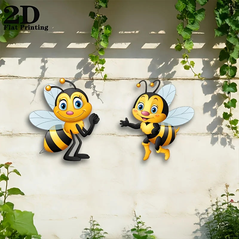 décoration murale 2d abeilles autocollants jaune noir blanc patio jardin