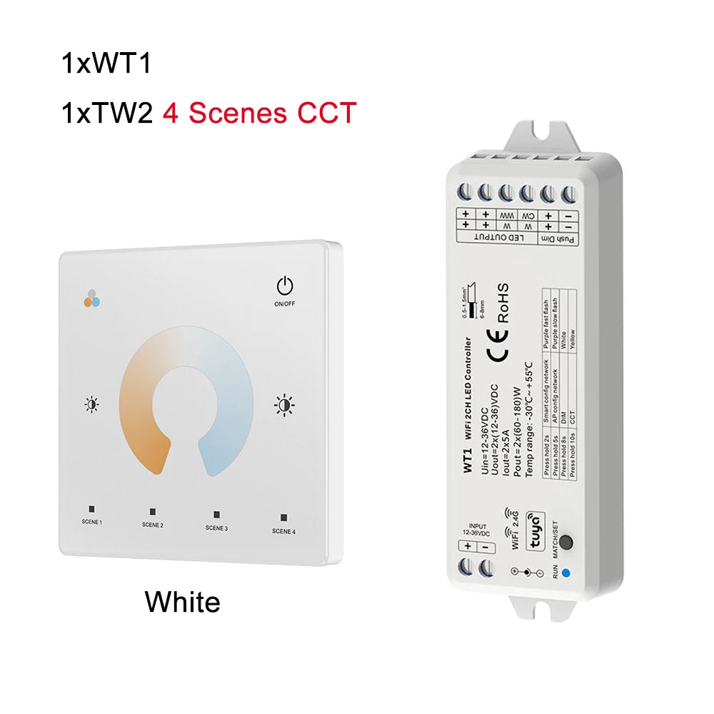 contrôleur éclairage led blanc moderne variateur zones tactile 12v 24v 36v wlan rf 4096