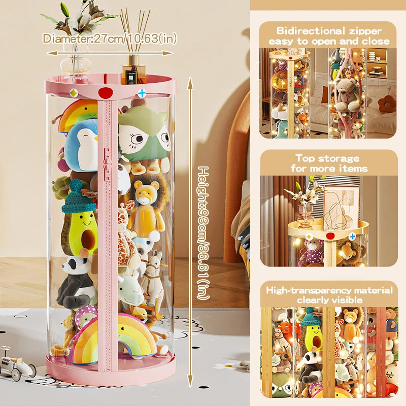 boîte rangement poupées transparente rose clair moderne enfant jouet organizer storage tube DIY