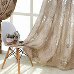 rideaux floral beiges gris clair classique semi opaques ruban décoratifextérieur fleur polyester Jacquard