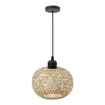 lampe suspendue tissage bambou moderne rustique naturel noir étain E26 E27