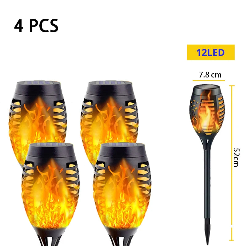 lampe solaire torche flamme artificielle moderne extérieure jardin pelouse tringle ip65 led 2492000lm abs