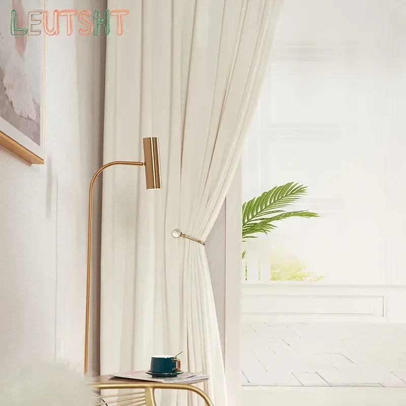 rideau blanc moderne occultant polyester uni salon chambre