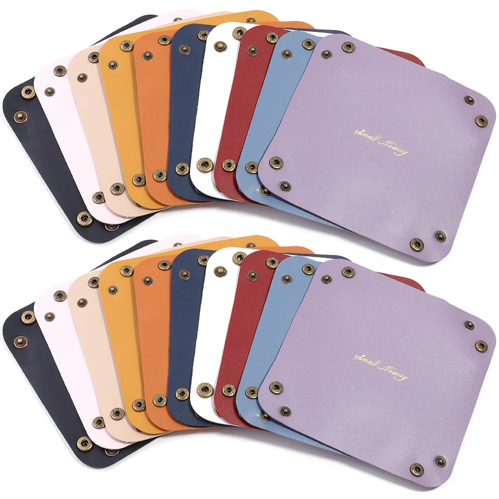 porte boutons pliables simili cuir moderne marron beige rose bleu noir orange violet voyage