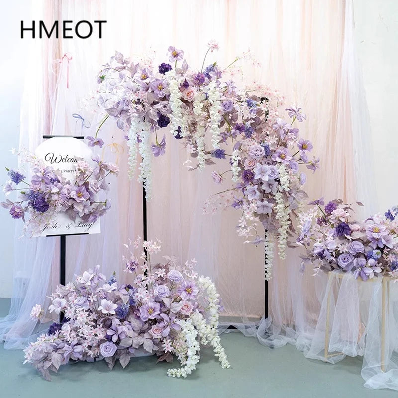 décoration mariage bouquet fleurs artificielles violettes blanches roses pâles classique romantique bienvenue party