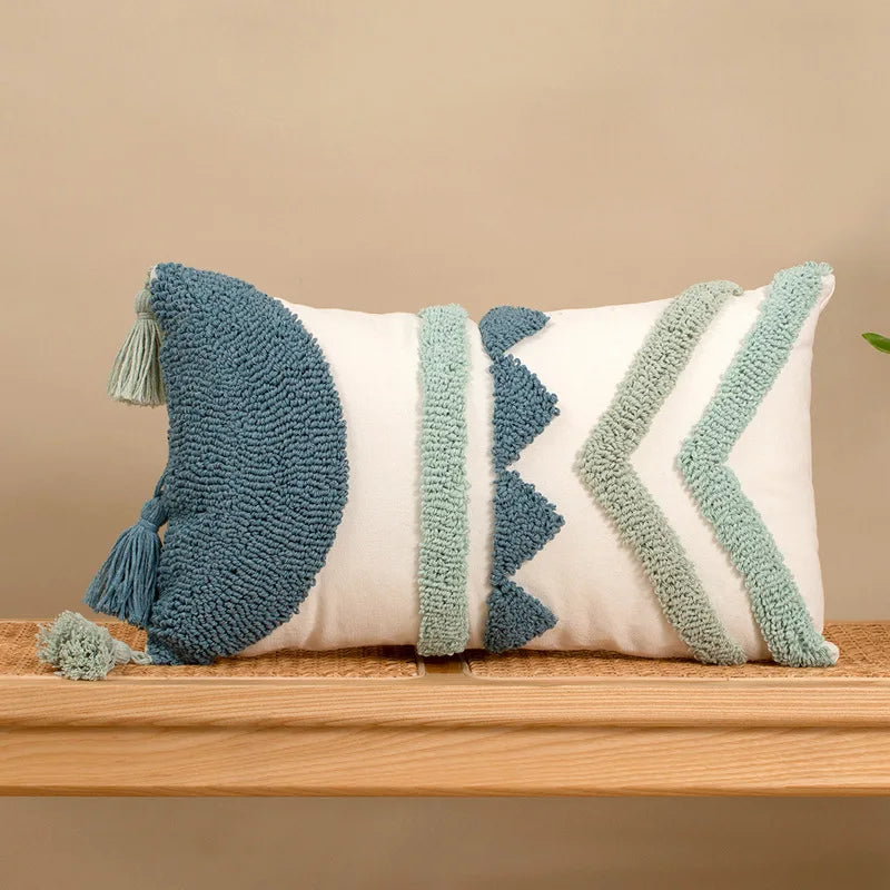 housse coussin bohème géométrique franges polyester 45x45cm 30x50cm décoration salon chambre voiture