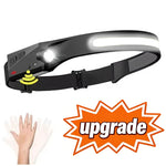 lampe frontale rechargeable led noir jaune ceinture ajustable motion sensor torchon camping pêche recherche