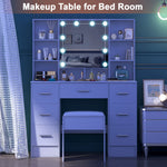 table maquillage moderne blanc miroir glissière éclairage led