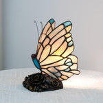 lampe poser moderne papillon verre coloré art deco multiple couleurs interrupteur câble daluminium