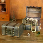 coffre bijoux bois vert marron vintage serrure imitation cuir okolets