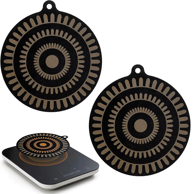 protecteur plaque cuisson silicone noir beige motif géométrique moderne opacité