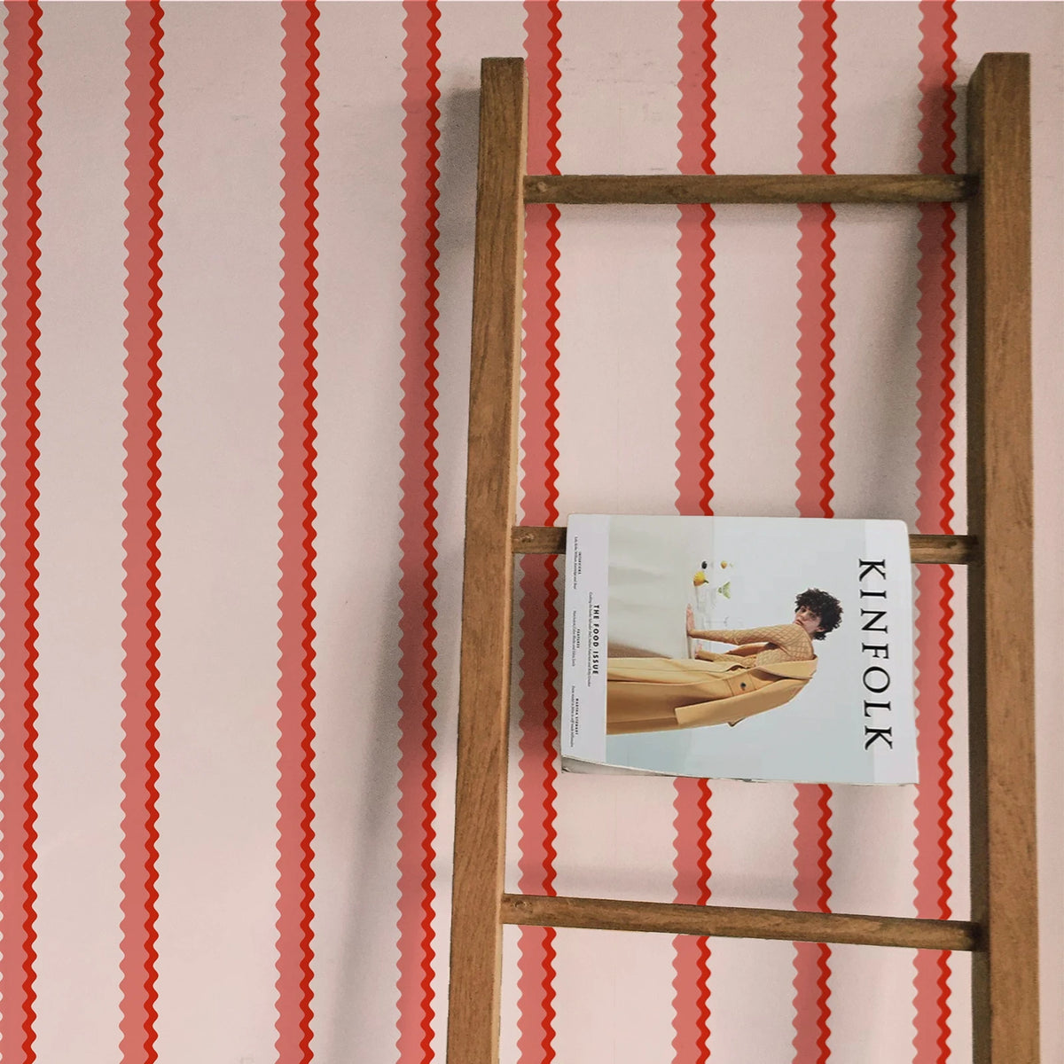 papier peint autocollant rayures roses rouges bordure dentelée moderne résistant humidité sans formaldéhyde respectueux