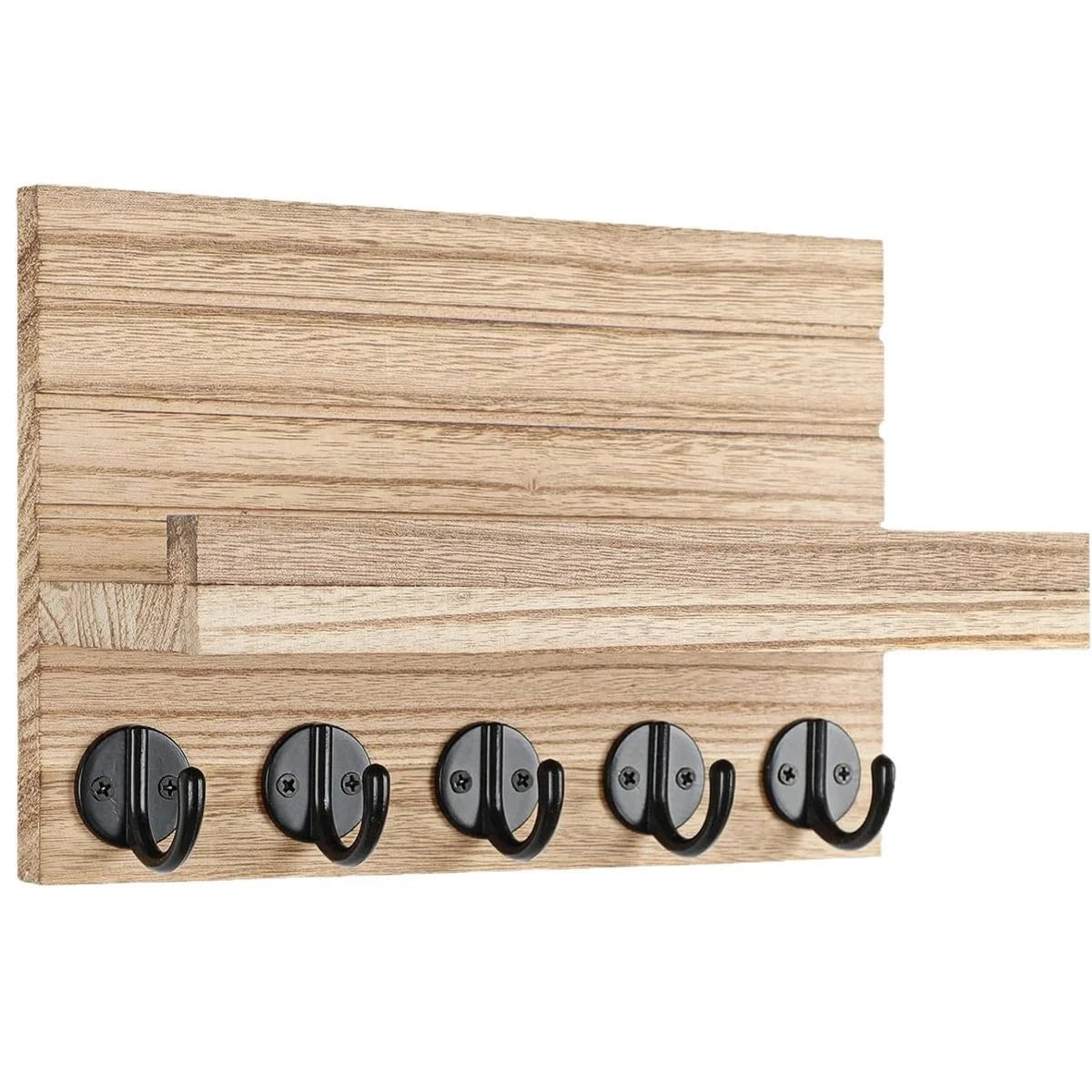 rangement mural porte clés étagère bois noir vis minimaliste moderne