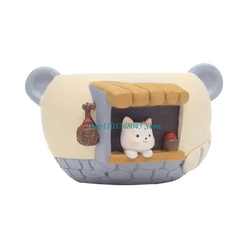 cache pot motif animal chat blanc oreilles grises motif panel pastoral thème pastel chambre