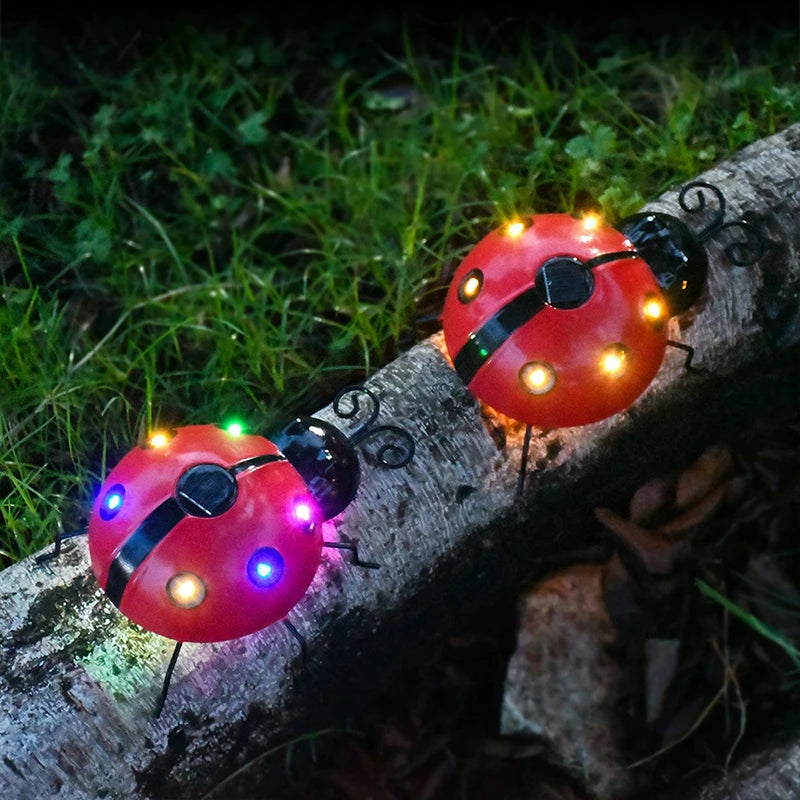 lampe solaire coccinelle rouge points noirs antennes modernes extérieure jardin led étanche ip65