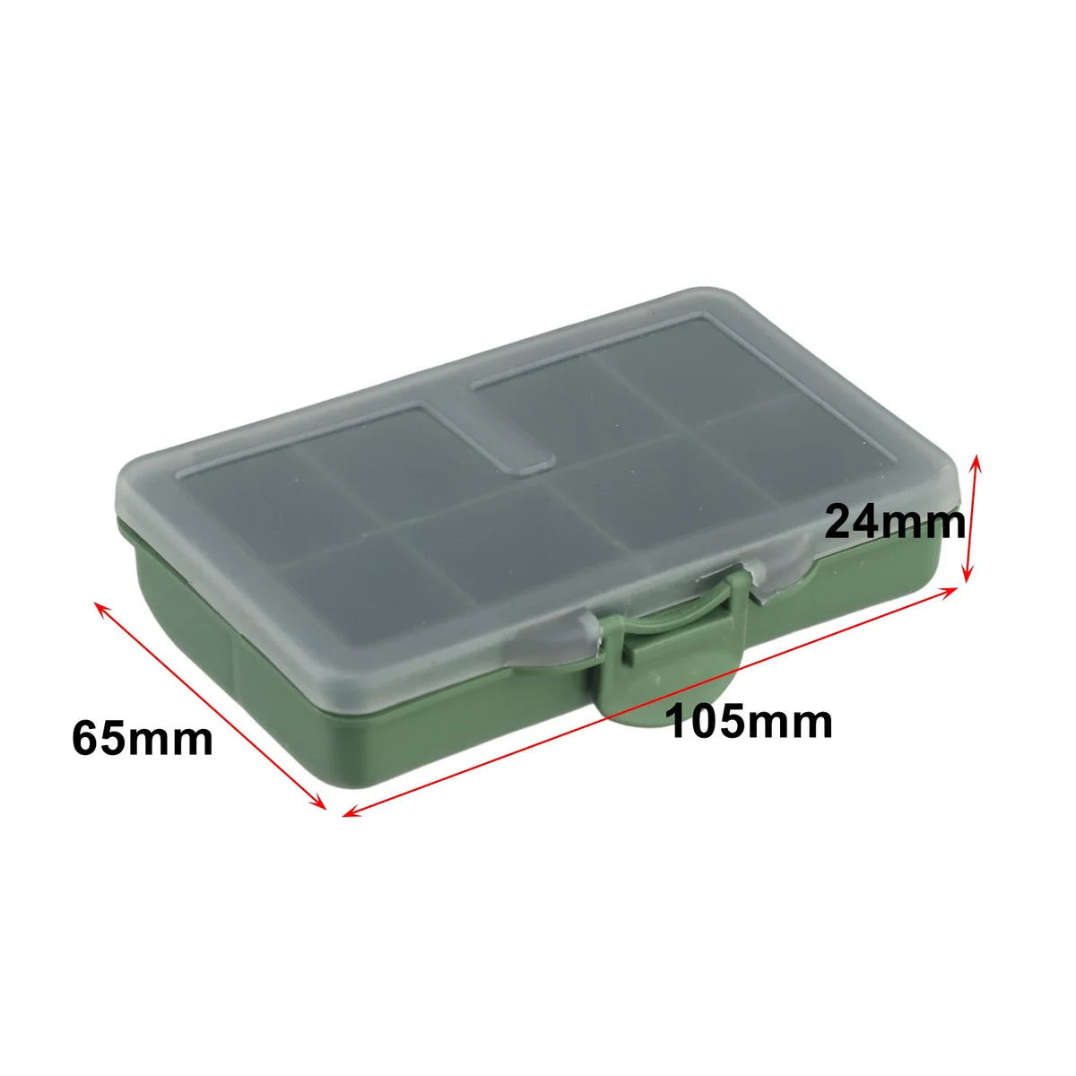 boîte pêche compartiments vert gris plastique lisse pratique compact poignée