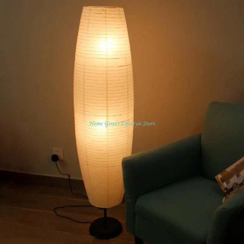 lampe sol moderne blanc rayures fines filament lumineux base noire opaque pliable