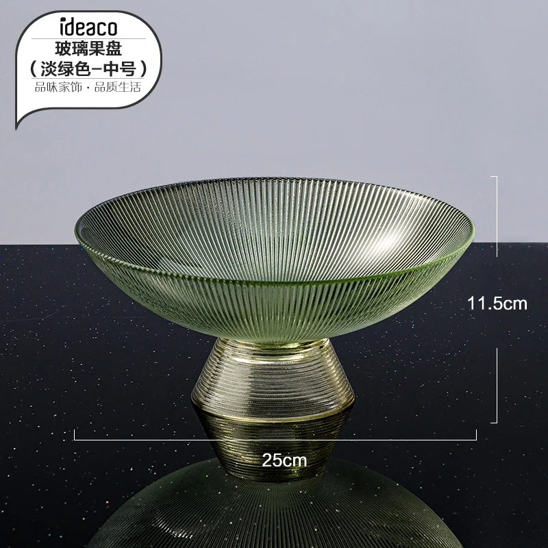 assiettes verre rayées vert clair moderne élégantes décoration table grande capacité