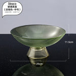 assiettes verre rayées vert clair moderne élégantes décoration table grande capacité