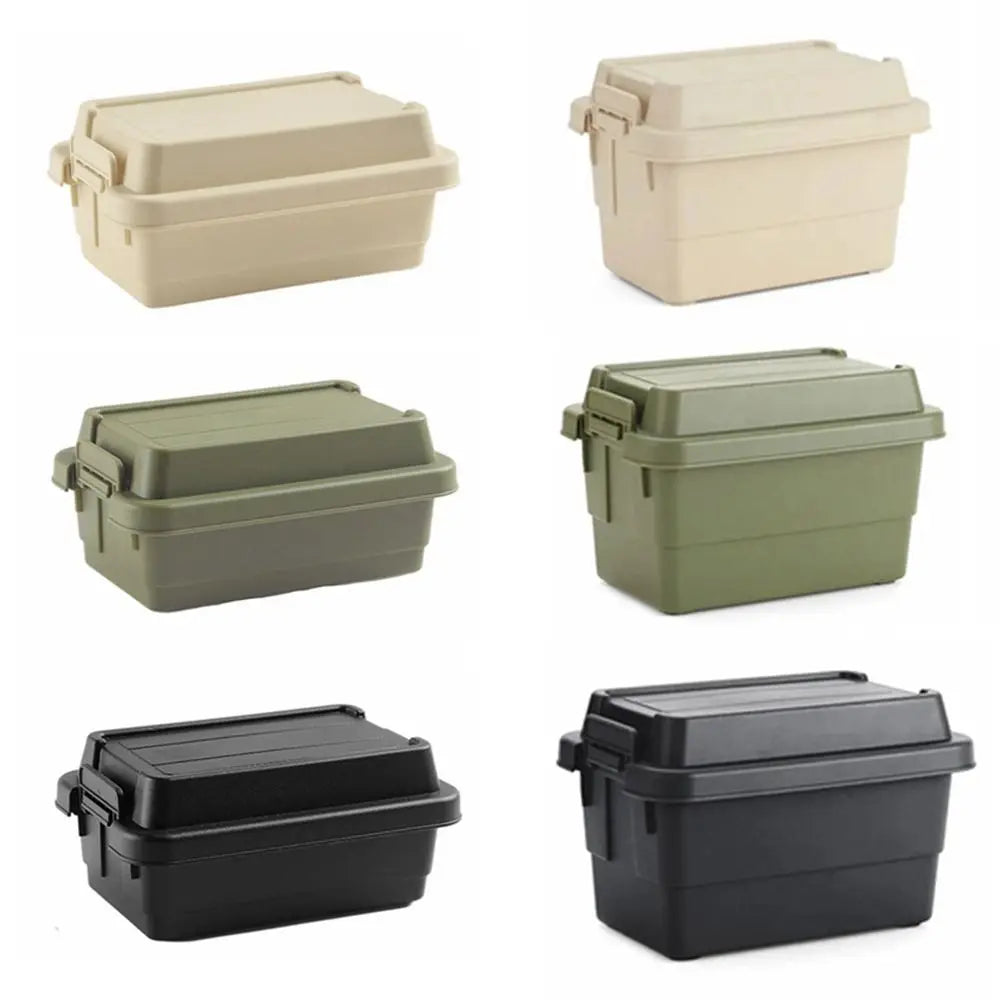 boîtes rangement camping beige vert noir pots conservation couvercle poignées durable respectueux environnement pratique
