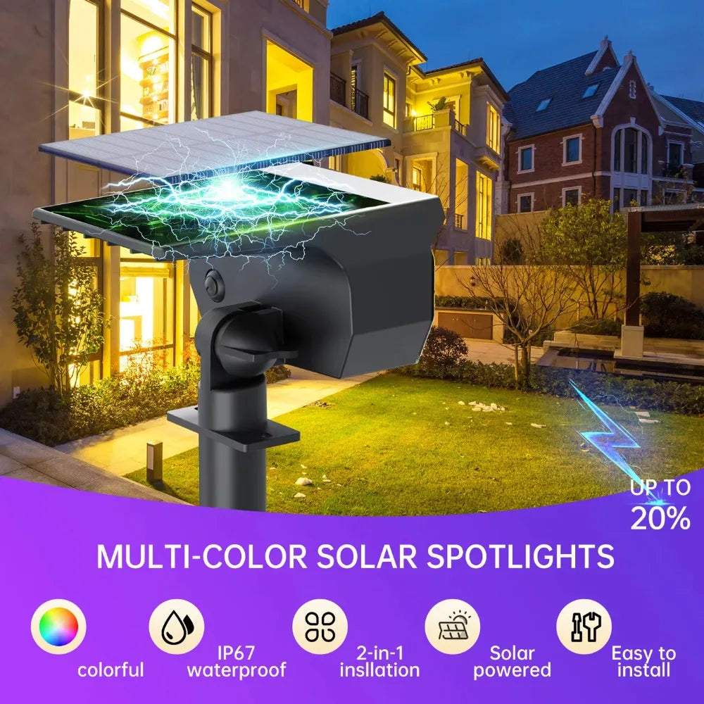 projecteur solaire led 29 couleur changeante ip67 moderne noir matextérieur jardin patio