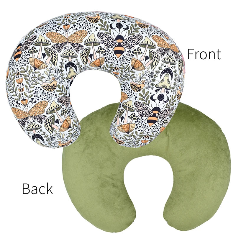 housse coussin allaitement bébé imprimé animal ours renard arbres feuilles moderne blanc unisexe ans