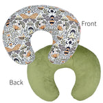 housse coussin allaitement bébé imprimé animal ours renard arbres feuilles moderne blanc unisexe ans