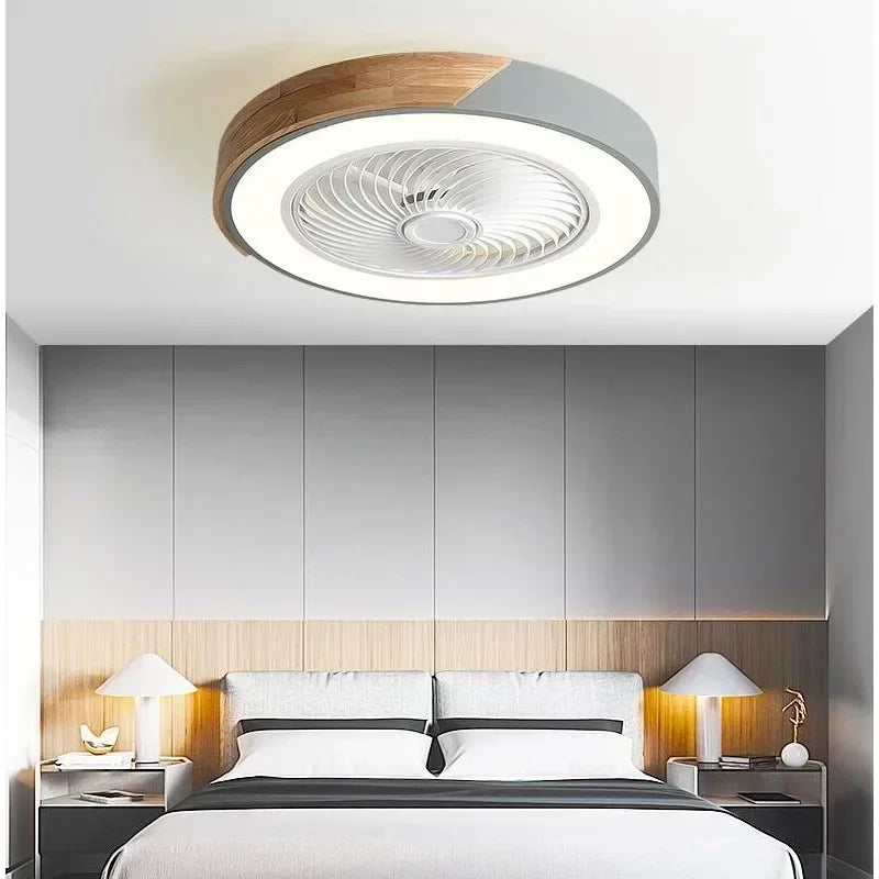 ventilateur led moderne gris blanc bois naturel certification ul vde rohs