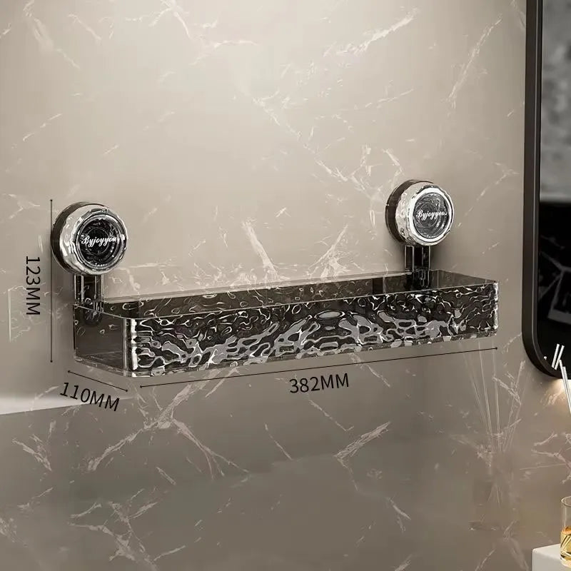 étagère murale transparente marbrée moderne chromés salle bain parfums cosmétiques diffuseur huiles essentielles