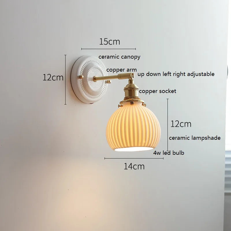 lampe murale classique blanc doré céramique métal ampoule led 220v vintage contemporaine