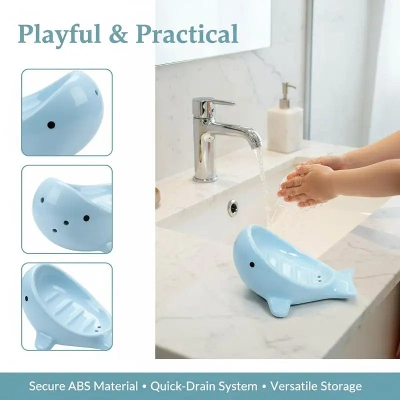porte savon baleine rose bleu enfantin oculé lisse décoration ludique