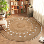 tapis rond moderne floral multicolore gris clair gris foncé vert foncé polyester adhésif salon