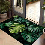 tapis vert feuilles stylisées moderne antidérapant résistant décoloration 30x50cm 40x60cm 50x80cm salon bain