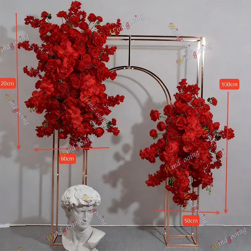 Arche décorative moderne fleurs artificielles rouge blanche noire mariage anniversaire décoration intérieure festive bleu