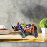 statuette rhinocéros abstraite graffiti animal résine décorative maison