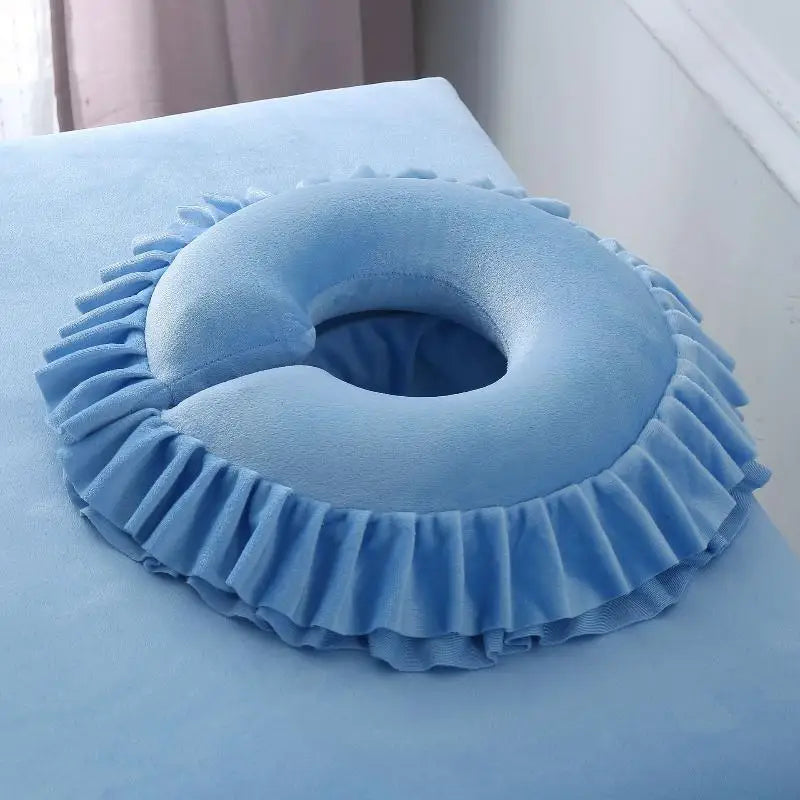 coussin massage violet velours confort sans electricité salon beauté thérapie spa repose visage repose