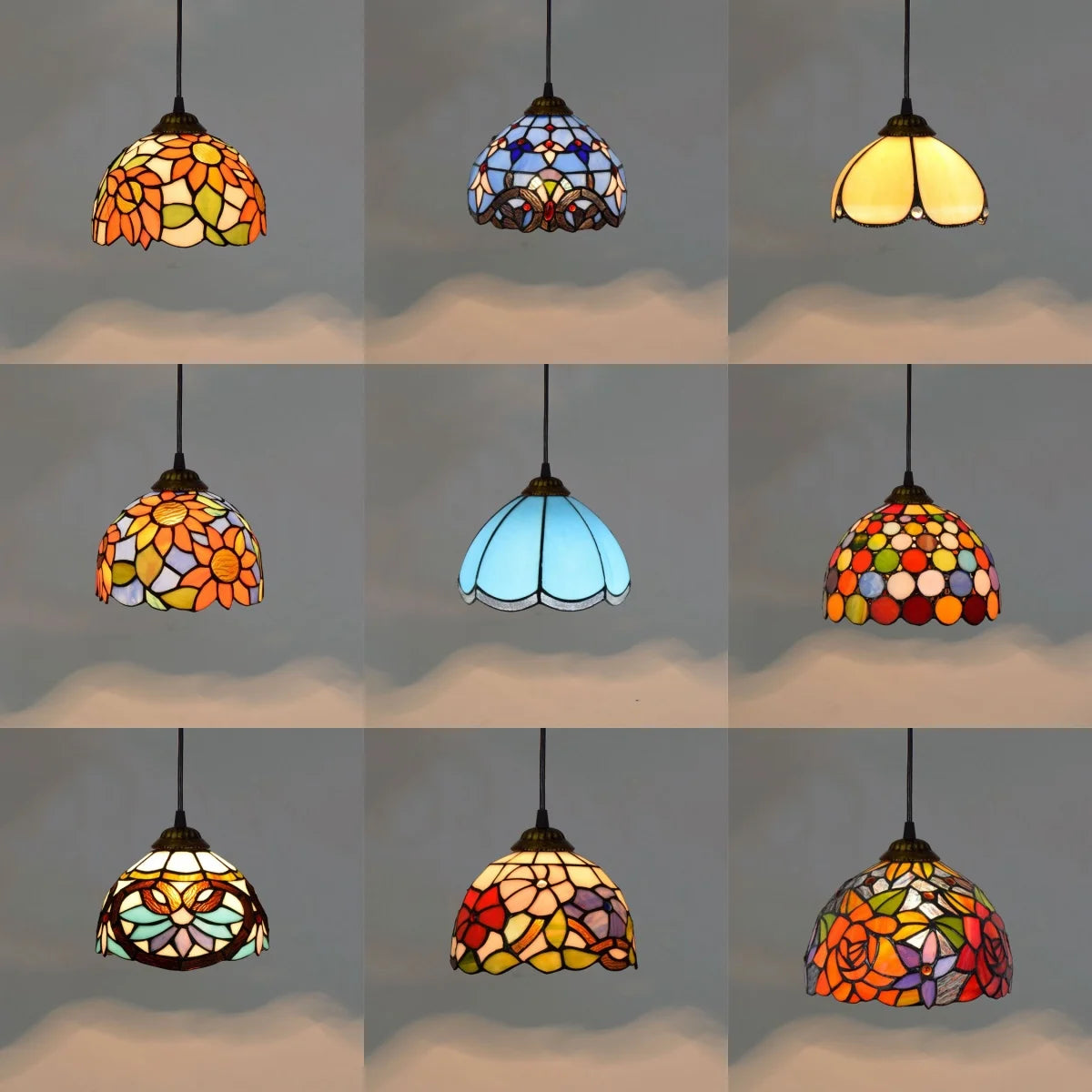 lampe suspendue tiffany multicolore floral chambre moderne étude luminaires métal opacité