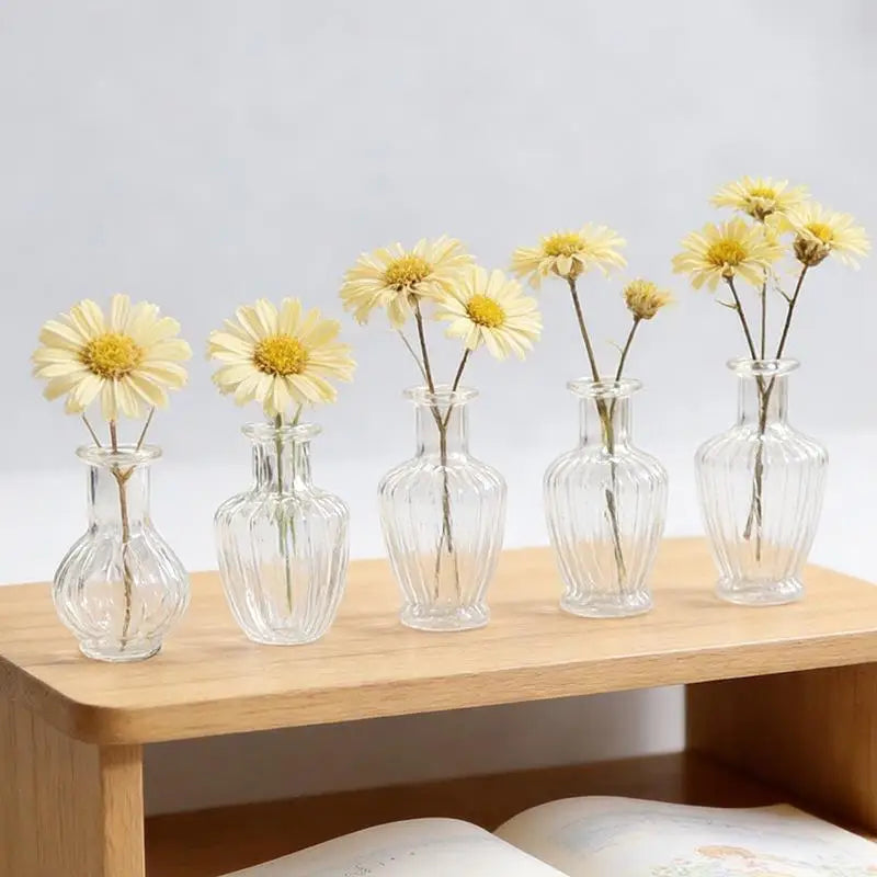 mini vases verre transparents rayures classiques bouchons colorées deco diy salon poupée accessoire artisanat