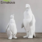 statue résine manchot géométrique blanche moderne décoration maison unique animal