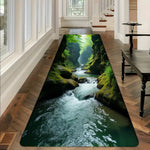 tapis moderne paysager cascade ponts végétation vert bleu blanc beige noir salon chambre decoration