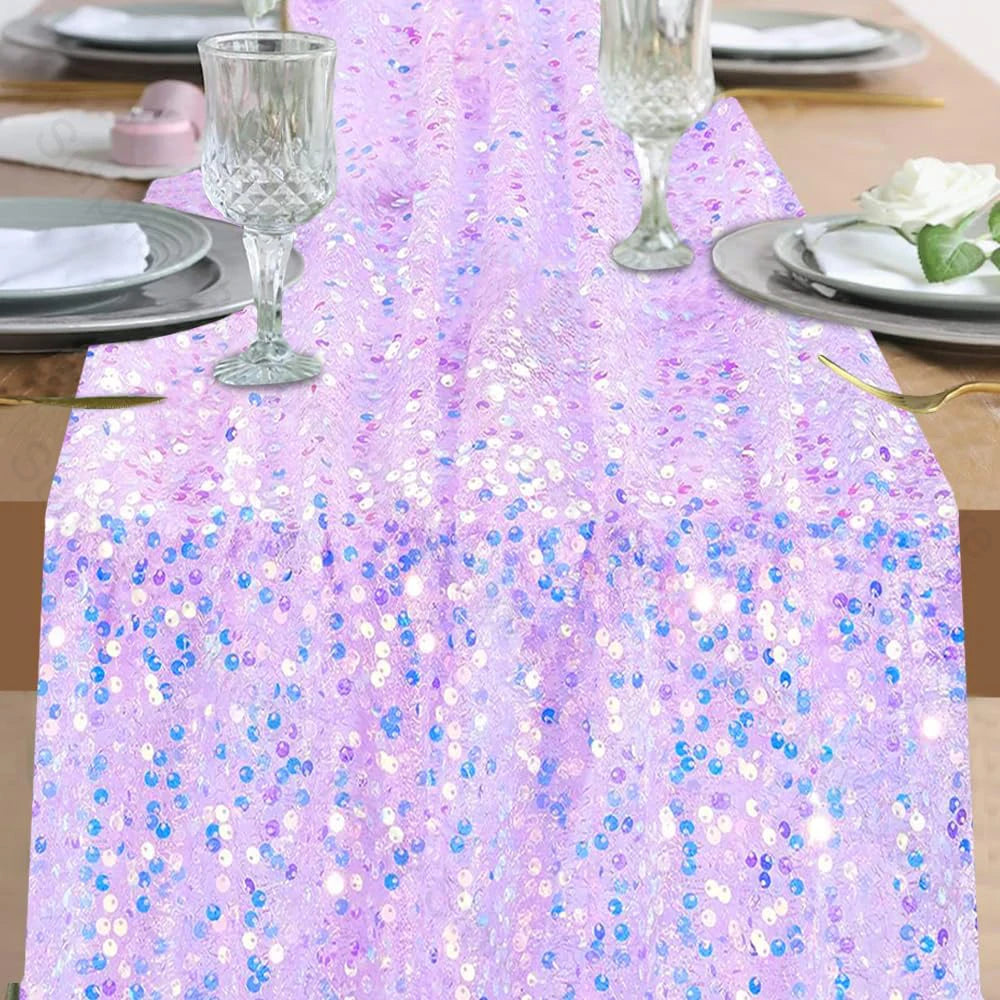 nappe table paillette scintillante sirène fête anniversaire baby shower violet rose festive