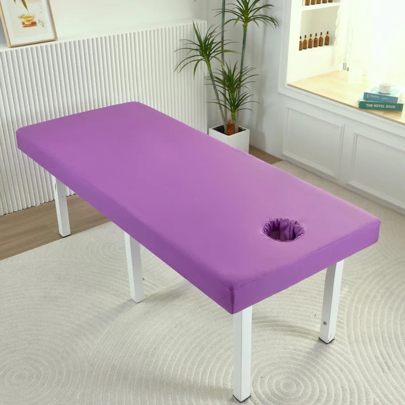housse lit massage spa drap housse coton doux table massage couleur unie moderne