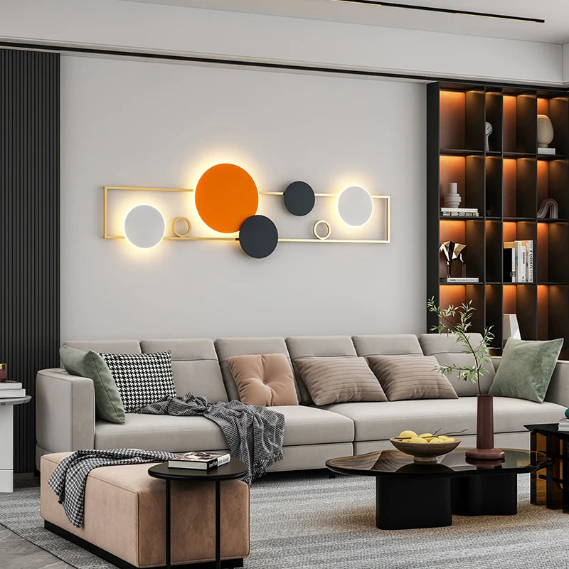 lumière murale moderne abstrait blanc noir or orange