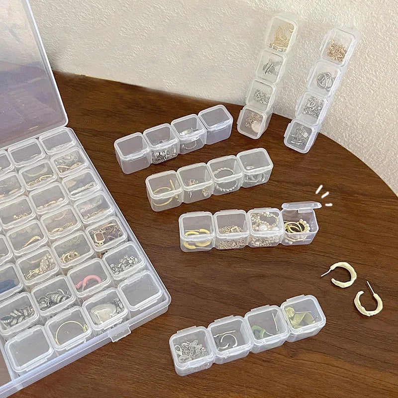 boîte rangement bijoux transparente moderne clips respectueux environnement compartments boucles oreilles pendentifs chaînes