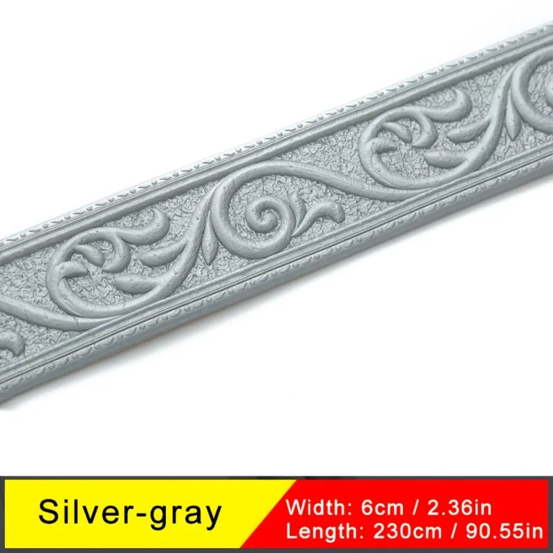 bordure murale autoadhésive 3d argent beige doré cuivre doré motifs floraux élégants décoration mur